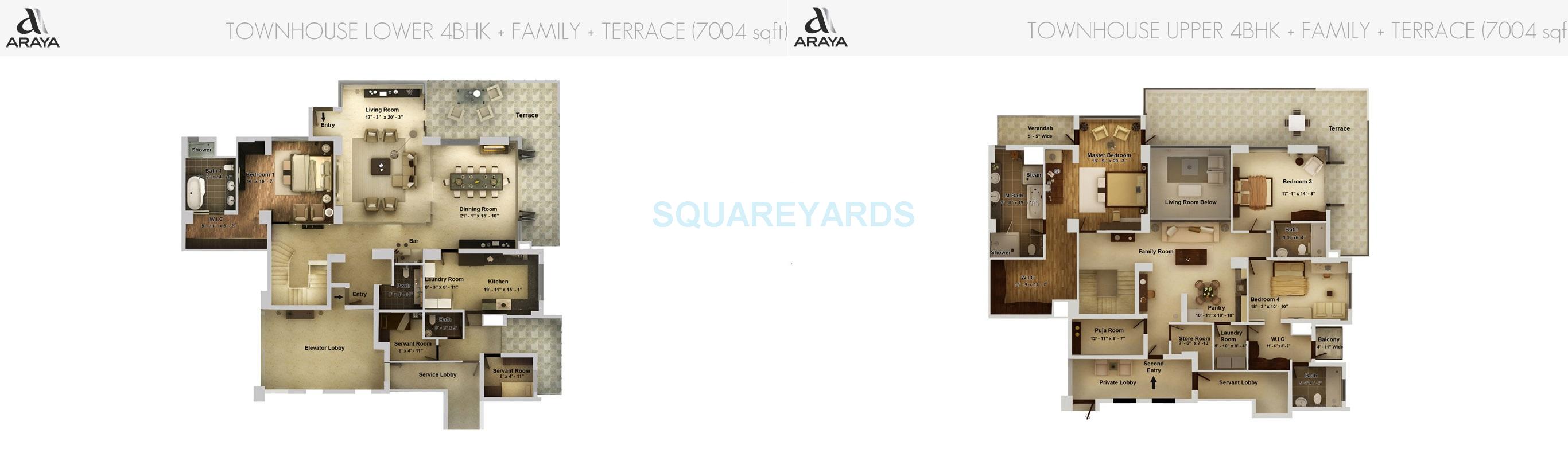 Floor plan of 4 BHK 7004 Sq. Ft. Villa in Pioneer Park Araya, Gurgaon