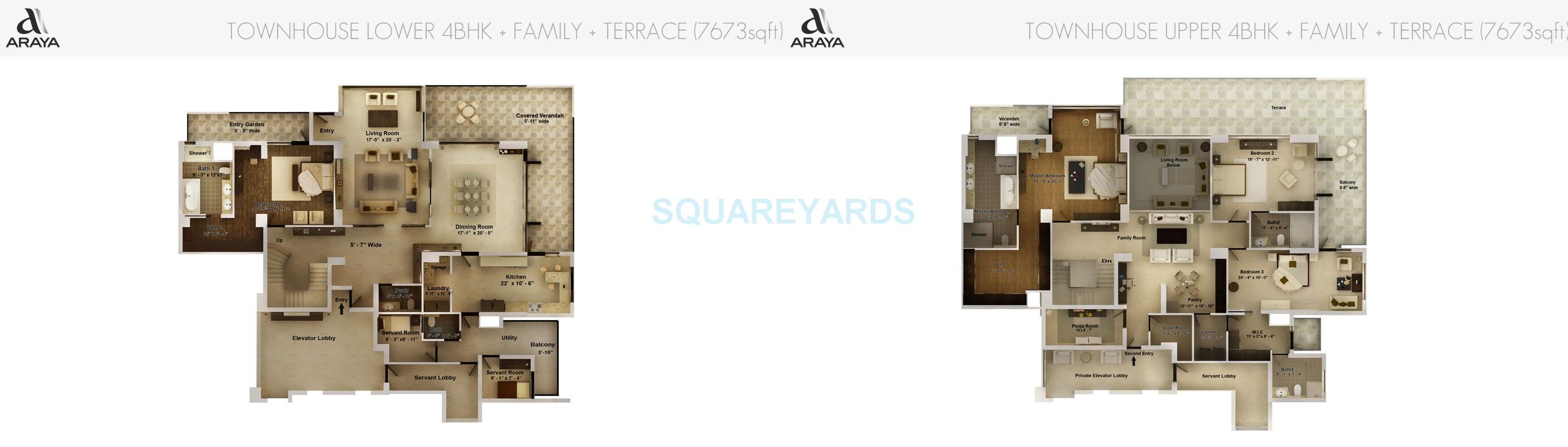 Floor plan of 4 BHK 7673 Sq. Ft. Villa in Pioneer Park Araya, Gurgaon