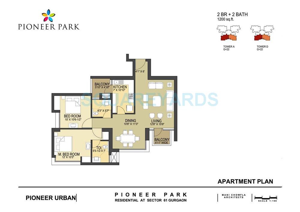 Other, pioneer-park-phase-1 2 Bedroom 1200 Sq.Ft. Apartment In Sector 61 Gurgaon 9539040