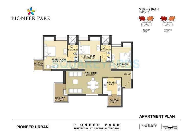 pioneer park phase 1 apartment 3bhk 1580sqft 1