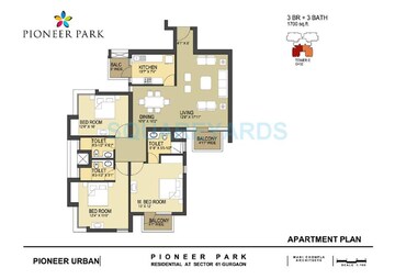  3 BHK Apartment at Pioneer Park Phase 1, Sector 61 – for Sale