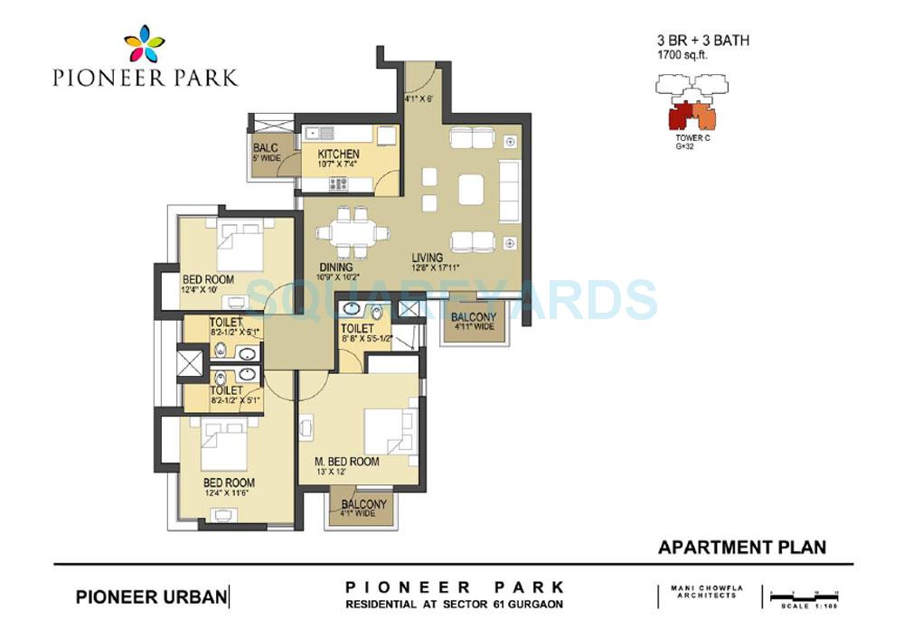 Other, pioneer-park-phase-1 3 Bedroom 1750 Sq.Ft. Apartment In Sector 61 Gurgaon 9804156