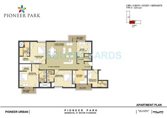 3 BHK Apartment For Rent in Pioneer Park Phase 1 Sector 61 Gurgaon  7461219