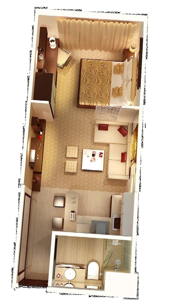 Floor plan of 1 BHK 550 Sq. Ft. Apartment in Prism Portico, Gurgaon