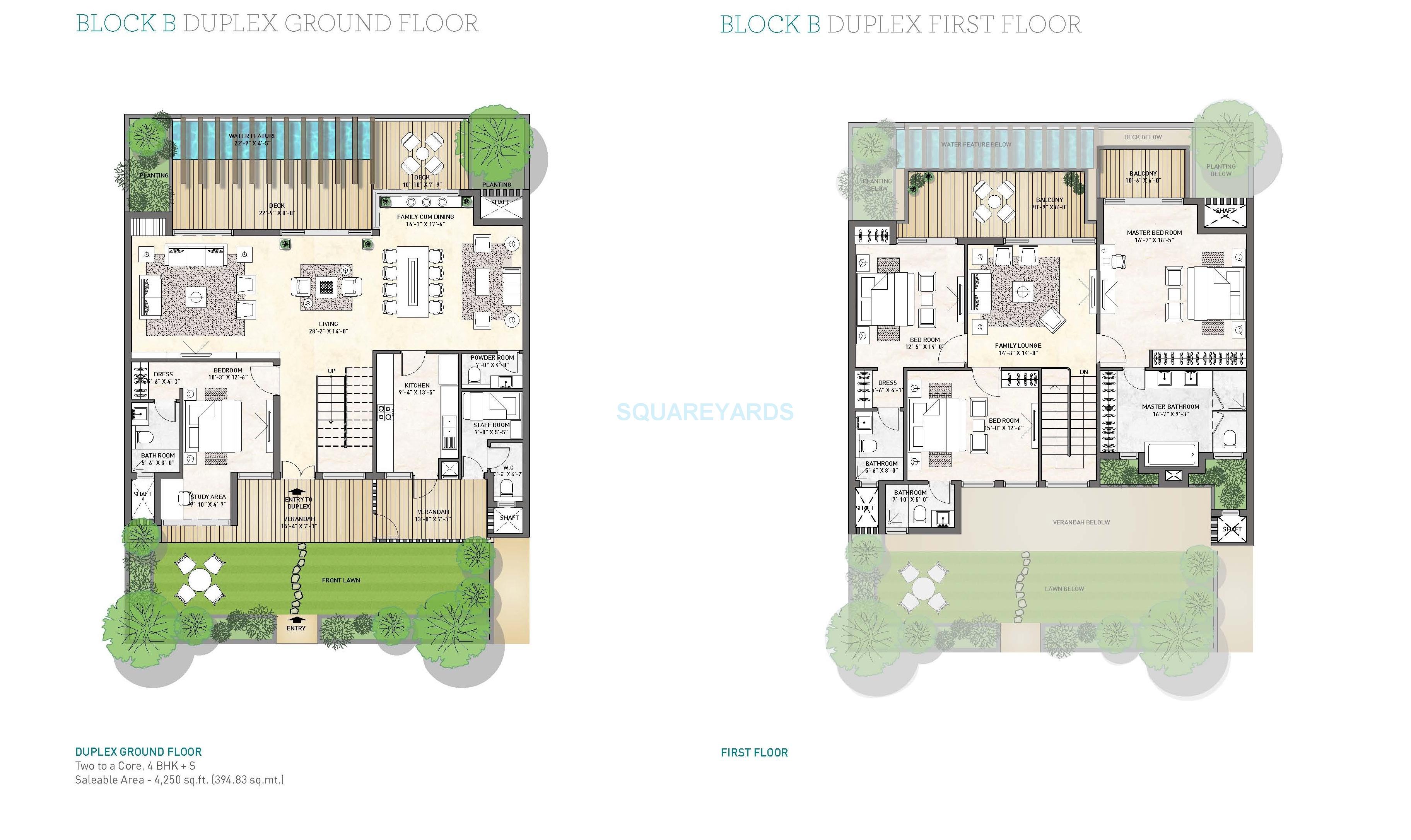 Floor plan of 4 BHK 4250 Sq. Ft. Apartment in Puri Diplomatic Greens Phase I, Gurgaon