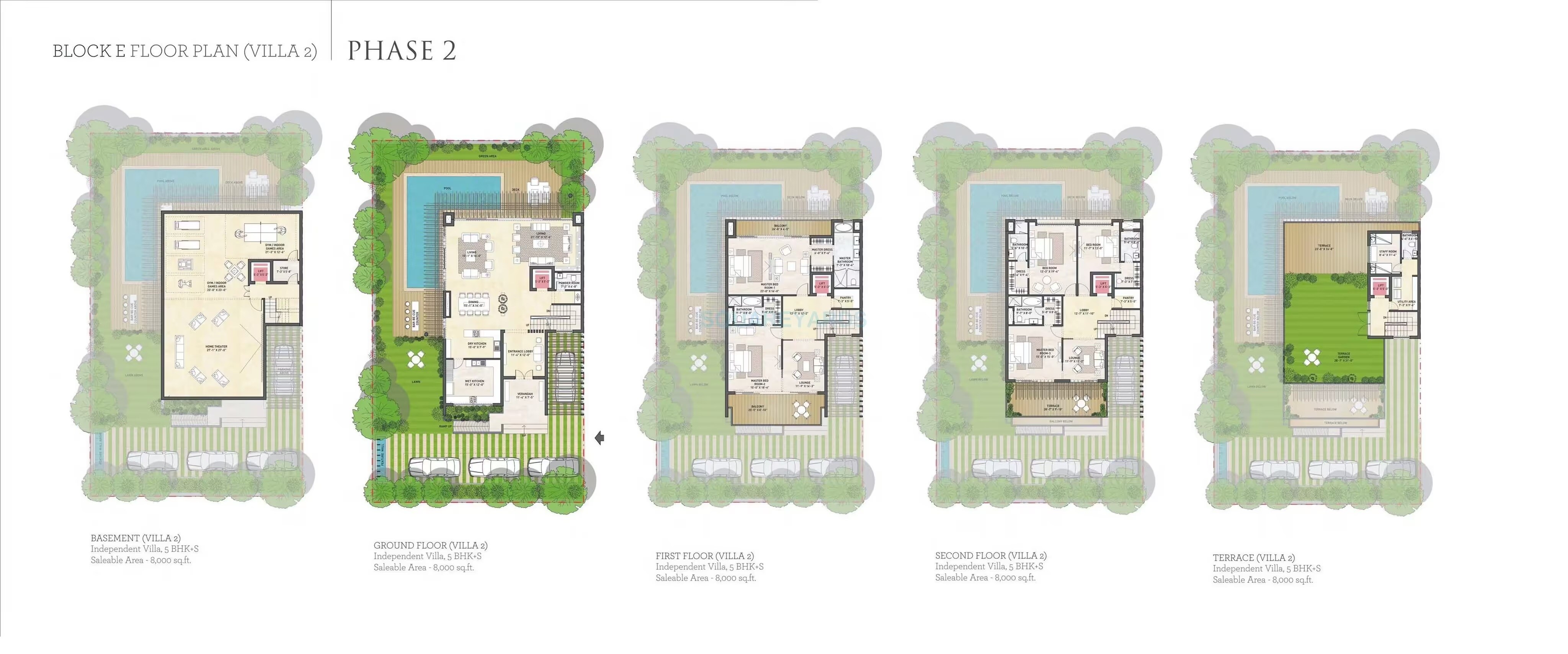 Floor plan of 5 BHK 8000 Sq. Ft. Villa in Puri Diplomatic Greens Villas, Gurgaon