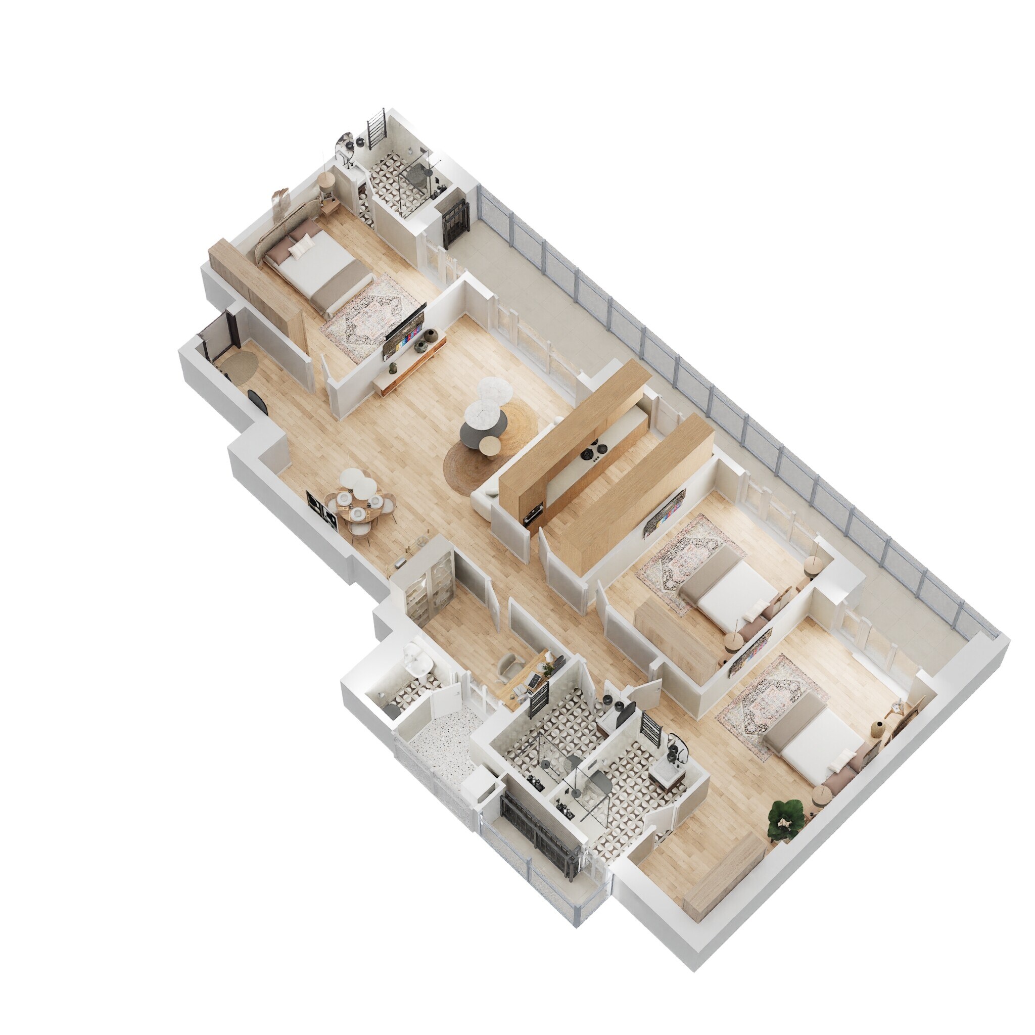 Floor plan of 3 BHK 2282 Sq. Ft. Apartment in Puri Diplomatic Residences, Gurgaon