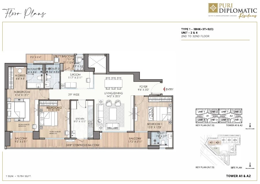 Other, puri-diplomatic-residences 3 Bedroom 2282 Sq.Ft. Apartment In Sector 111 Gurgaon 8093057