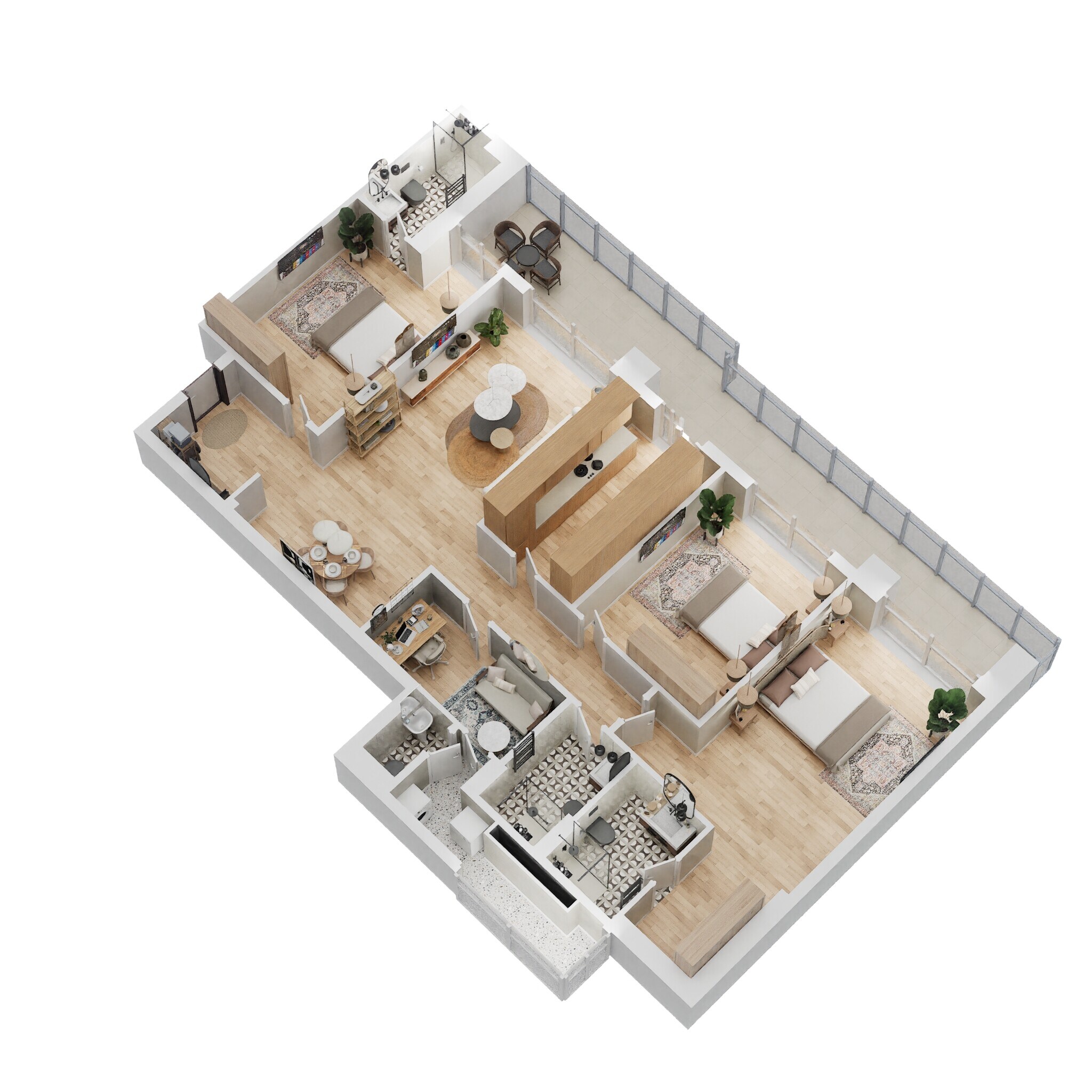 Floor plan of 3 BHK 2440 Sq. Ft. Apartment in Puri Diplomatic Residences, Gurgaon