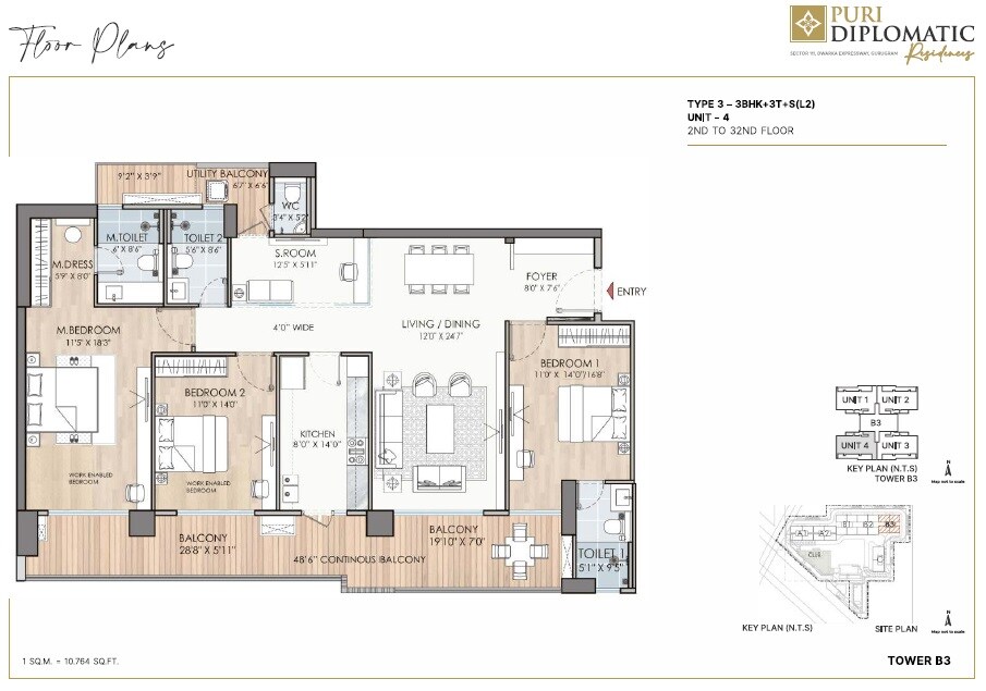 Other, puri-diplomatic-residences 3 Bedroom 2440 Sq.Ft. Apartment In Sector 111 Gurgaon 7657106
