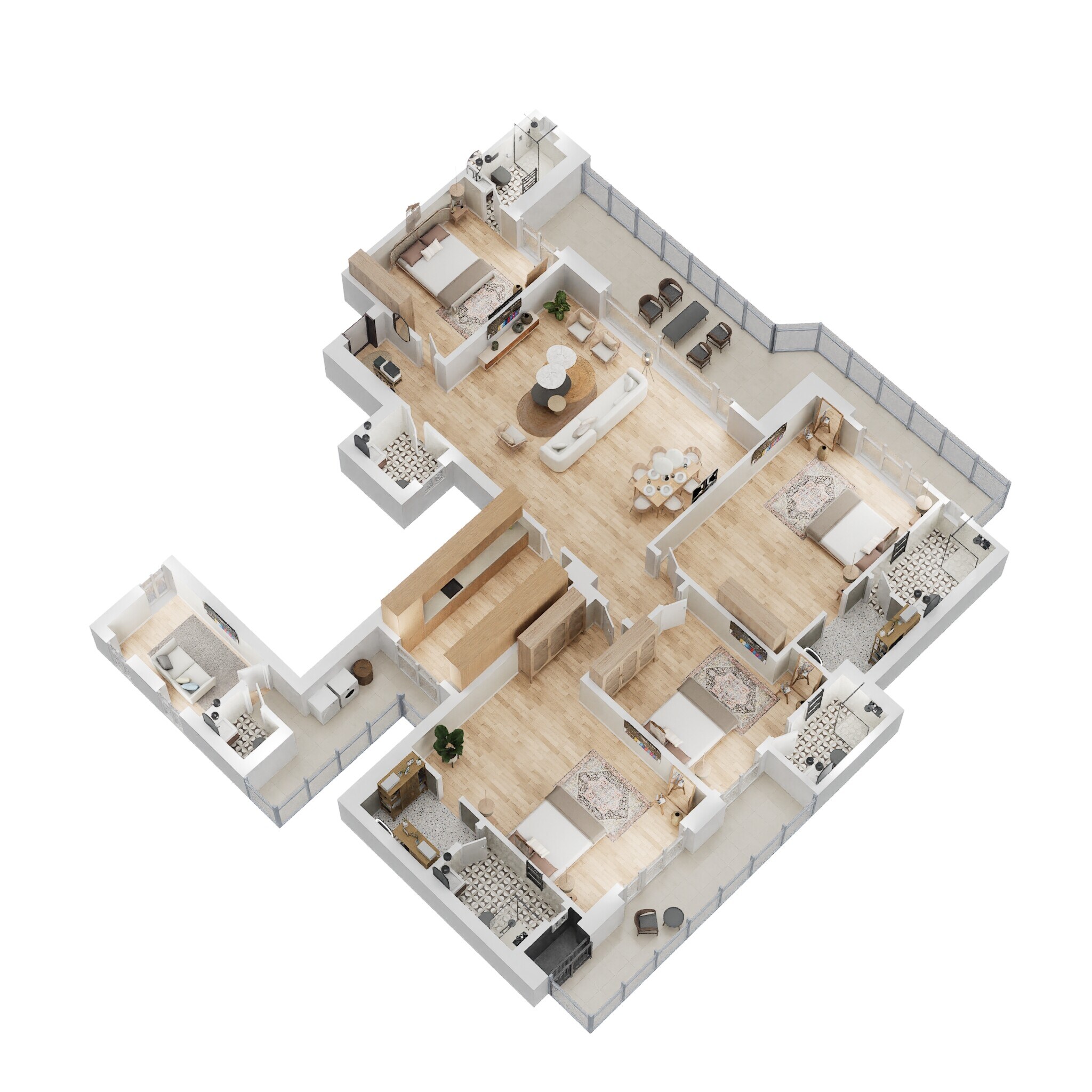Floor plan of 4 BHK 3475 Sq. Ft. Apartment in Puri Diplomatic Residences, Gurgaon