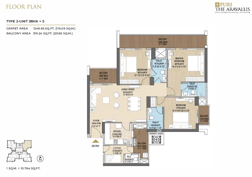  3 BHK Apartment at Puri The Aravallis, Sector 61 – for Sale