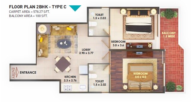 Other, pyramid-fusion-homes 2 Bedroom 578 Sq.Ft. Apartment In Sector 70a Gurgaon 8163265