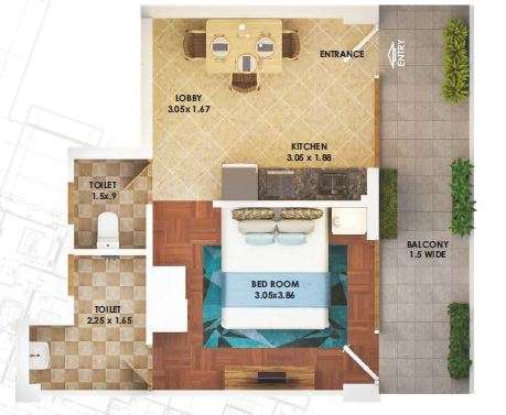 1 BHK 307 Sq. Ft. Apartment in Pyramid Heights