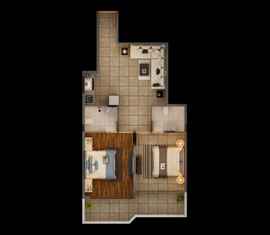 Floor plan of 2 BHK Apartment - 578 sq. ft. in Pyramid Pride, Gurgaon