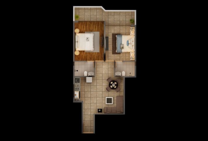 Floor plan of 2 BHK Apartment - 580 sq. ft. in Pyramid Pride, Gurgaon
