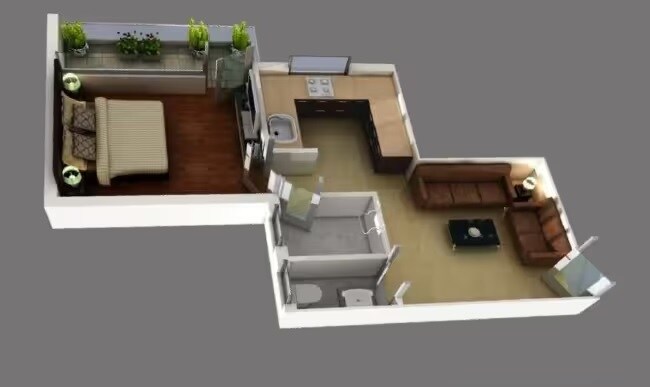 Floor plan of 1 BHK 448 Sq. Ft. Apartment in Pyramid Urban Homes, Gurgaon