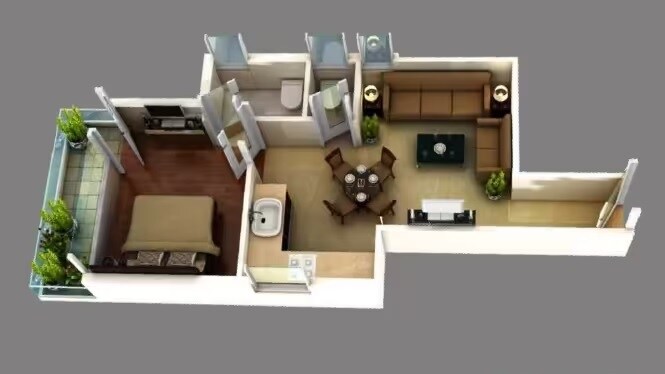 Floor plan of 1 BHK 454 Sq. Ft. Apartment in Pyramid Urban Homes, Gurgaon