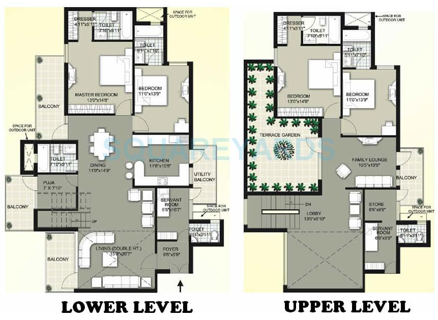 Floor plan of 4 BHK 3655 Sq. Ft. Apartment in Raheja Atharva, Gurgaon