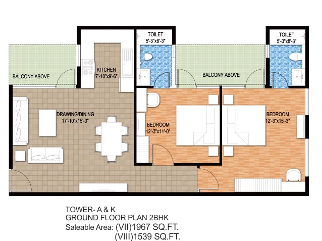 2 BHK 1539 Sq. Ft. Apartment