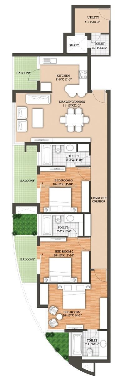 3 BHK 2189 Sq. Ft. Apartment
