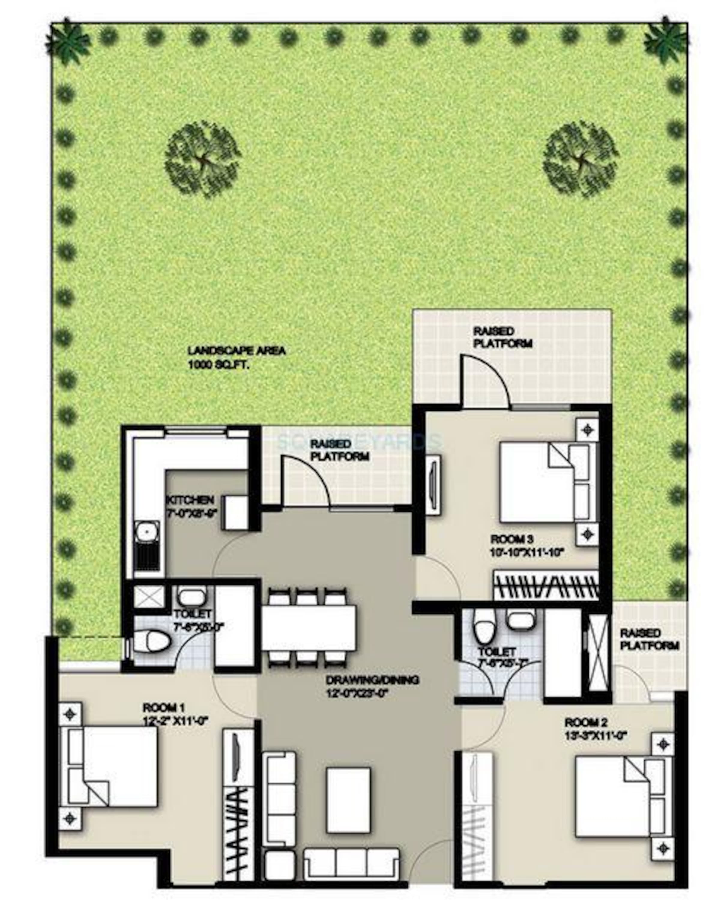 raheja sampada presidential 3bhk 1370sqft 1