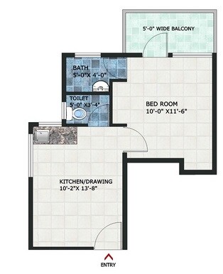 Floor plan of 1 BHK 357 Sq. Ft. Apartment in Ramada Aalayas, Gurgaon