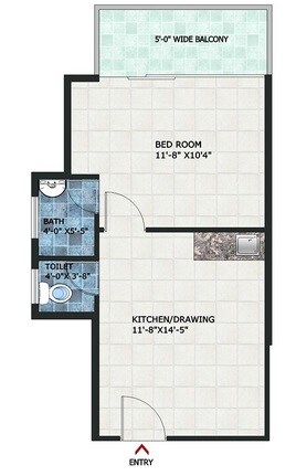 Floor plan of 1 BHK 442 Sq. Ft. Apartment in Ramada Aalayas, Gurgaon