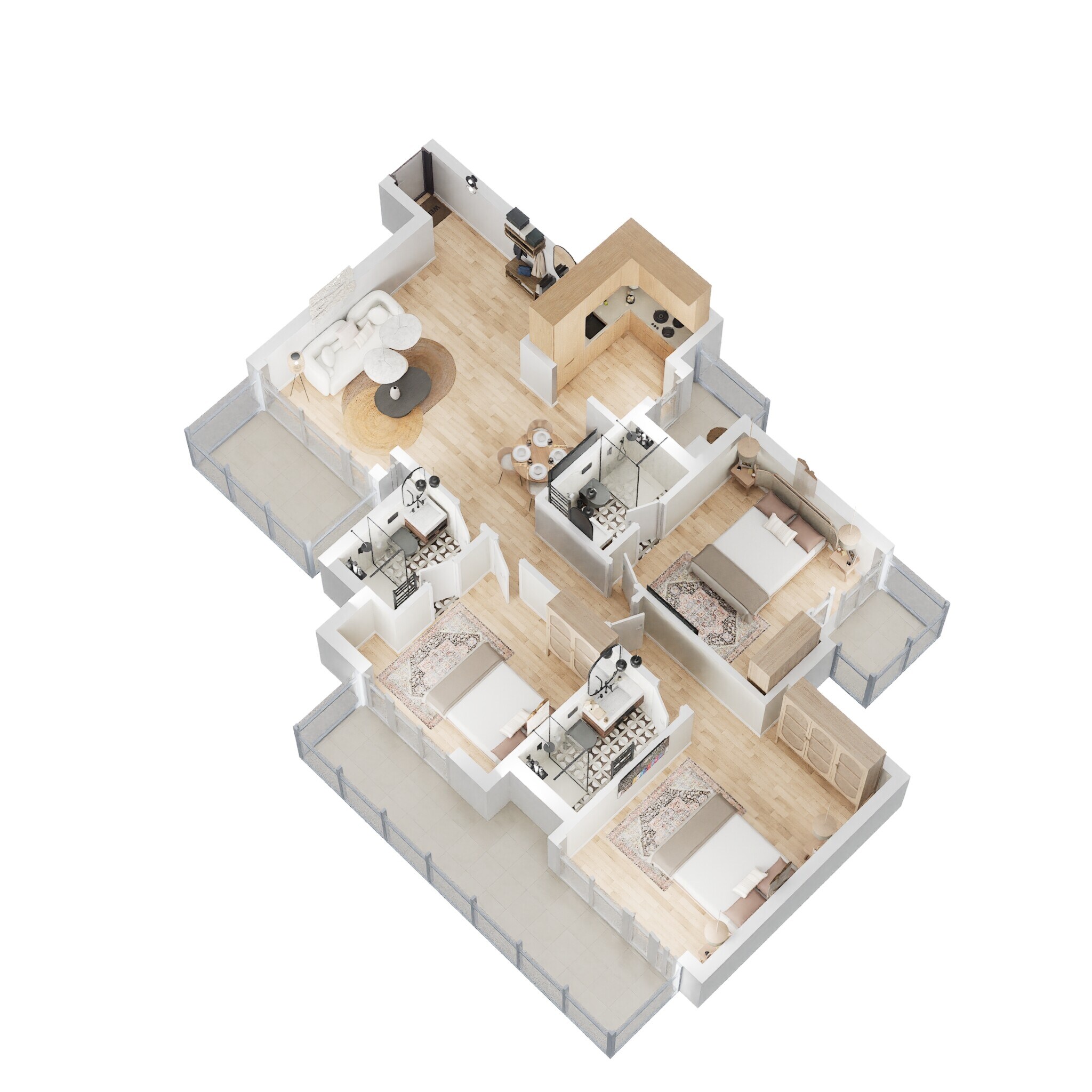 Floor plan of 3 BHK 1695 Sq. Ft. Apartment in Ramprastha Primera, Gurgaon