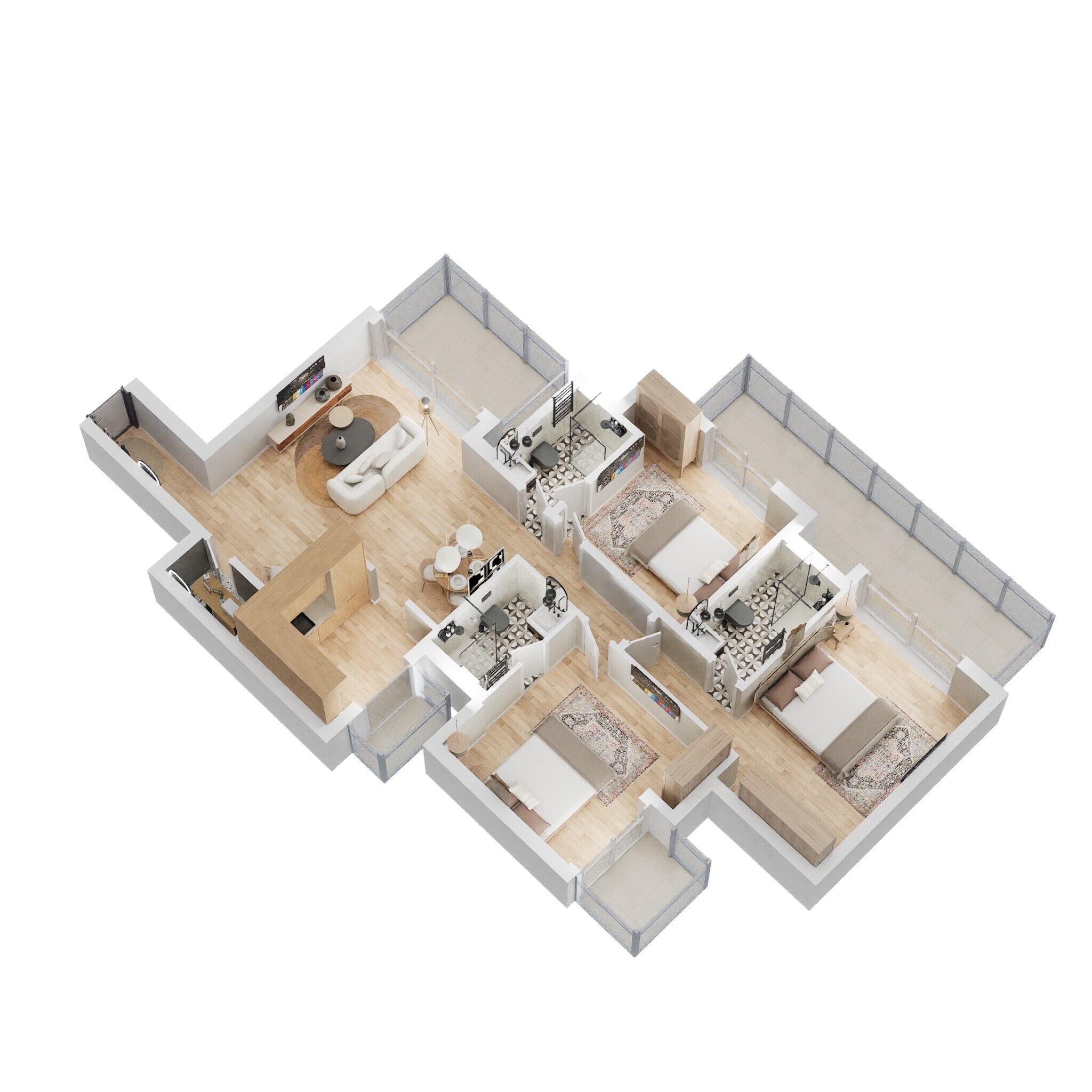 Floor plan of 3 BHK 1720 Sq. Ft. Apartment in Ramprastha Primera, Gurgaon