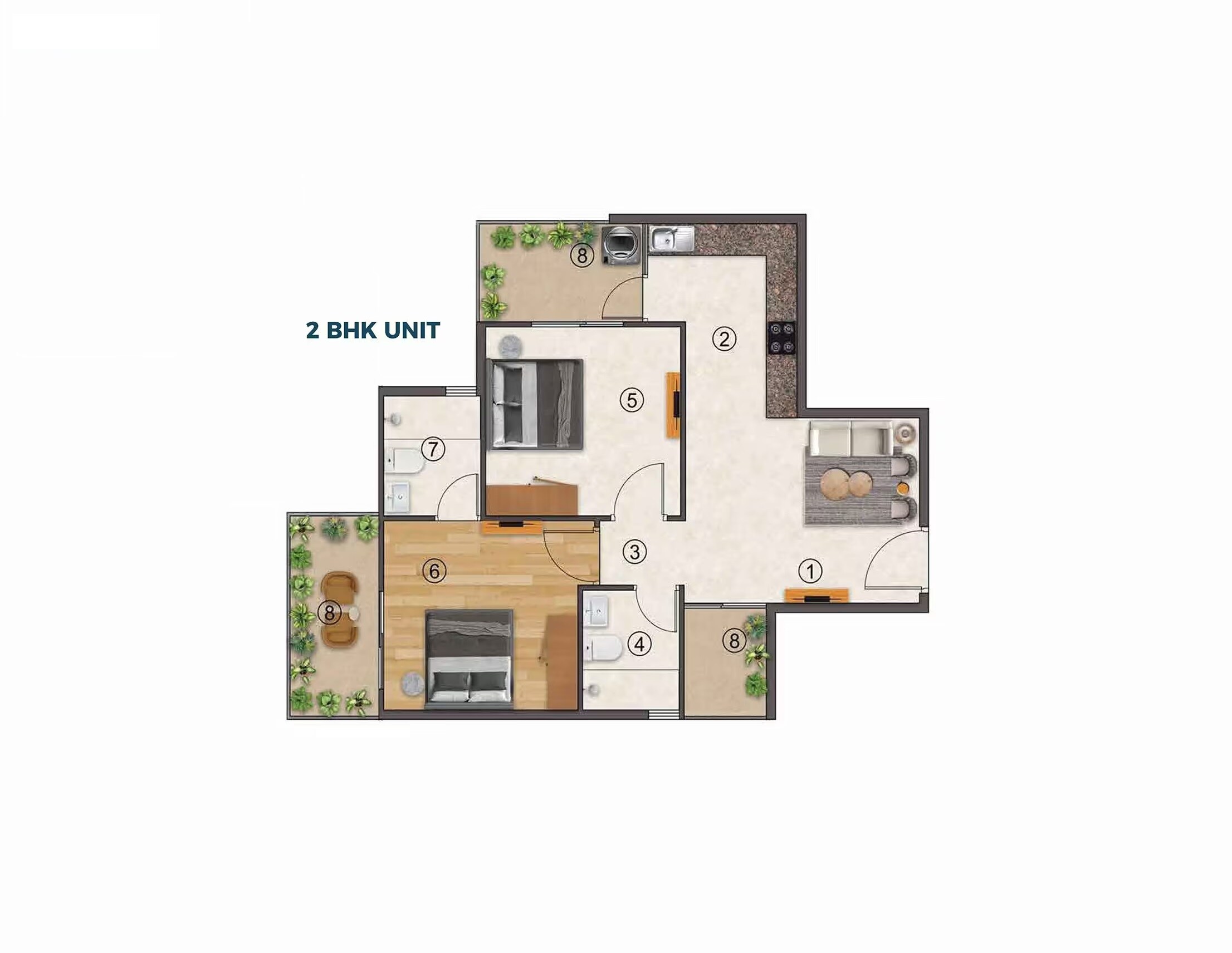 2 BHK 618 Sq. Ft. Apartment