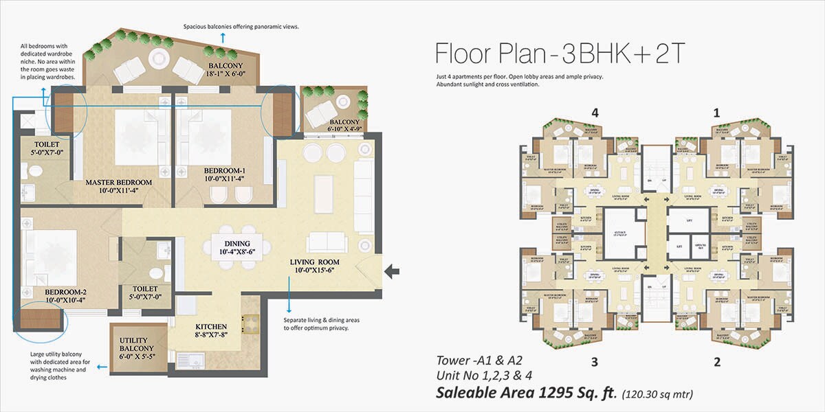 3 BHK 1295 Sq. Ft. Apartment