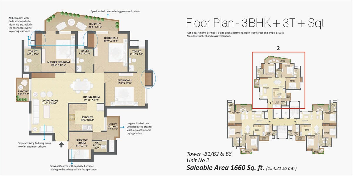 3 BHK 1660 Sq. Ft. Apartment
