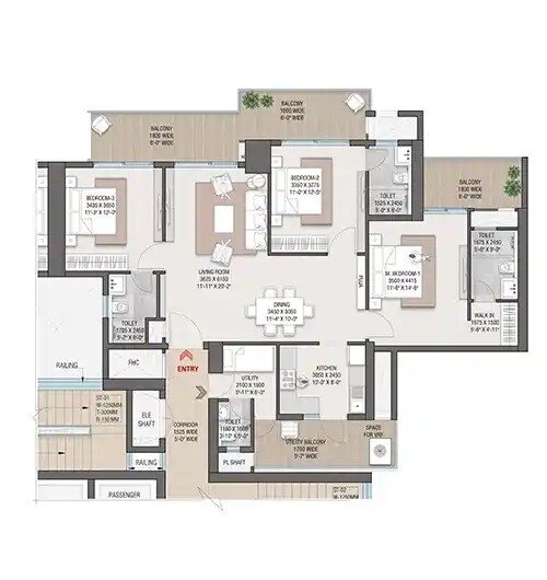 3 BHK 2180 Sq. Ft. Apartment