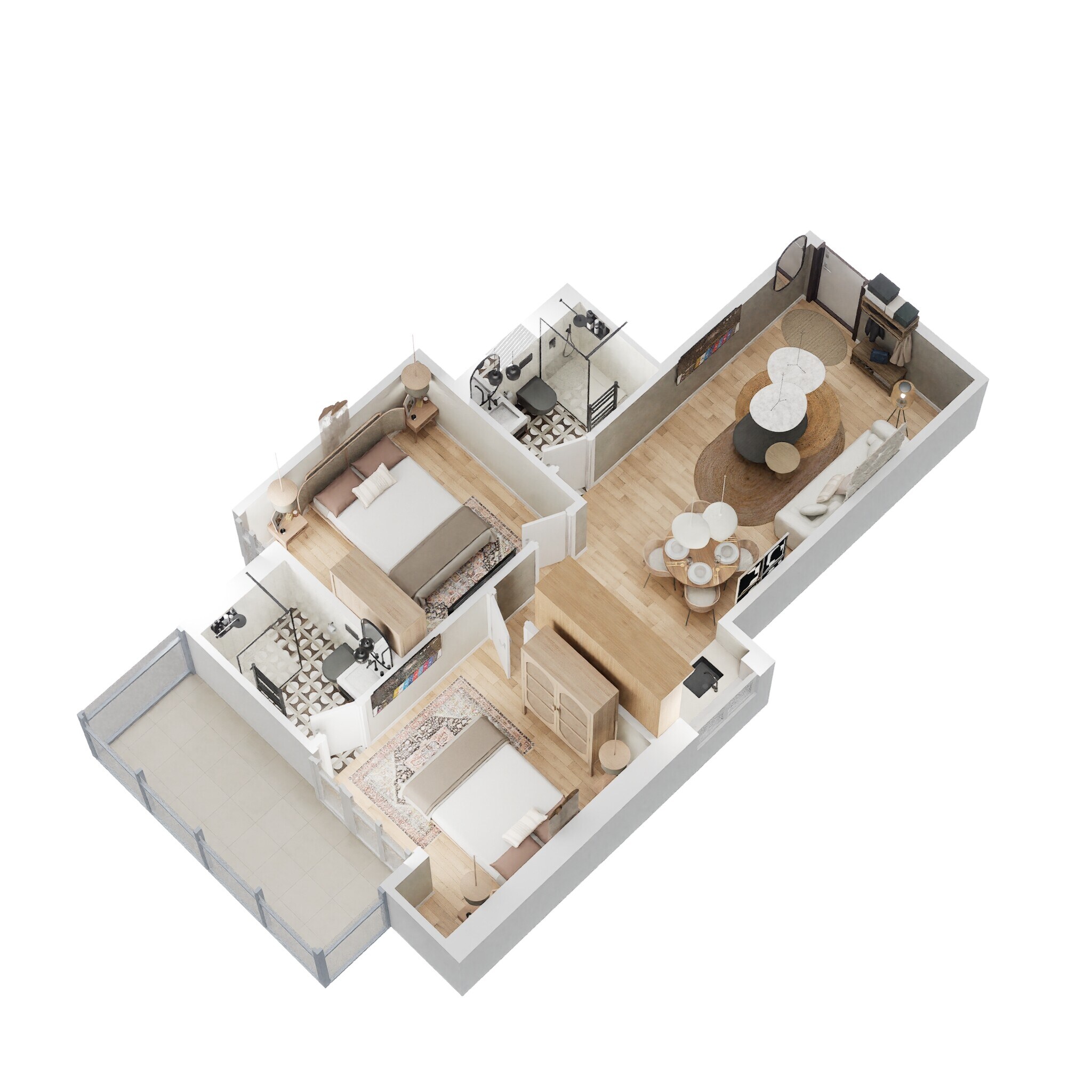 Floor plan of 2 BHK 600 Sq. Ft. Apartment in SG Andour Heights, Gurgaon