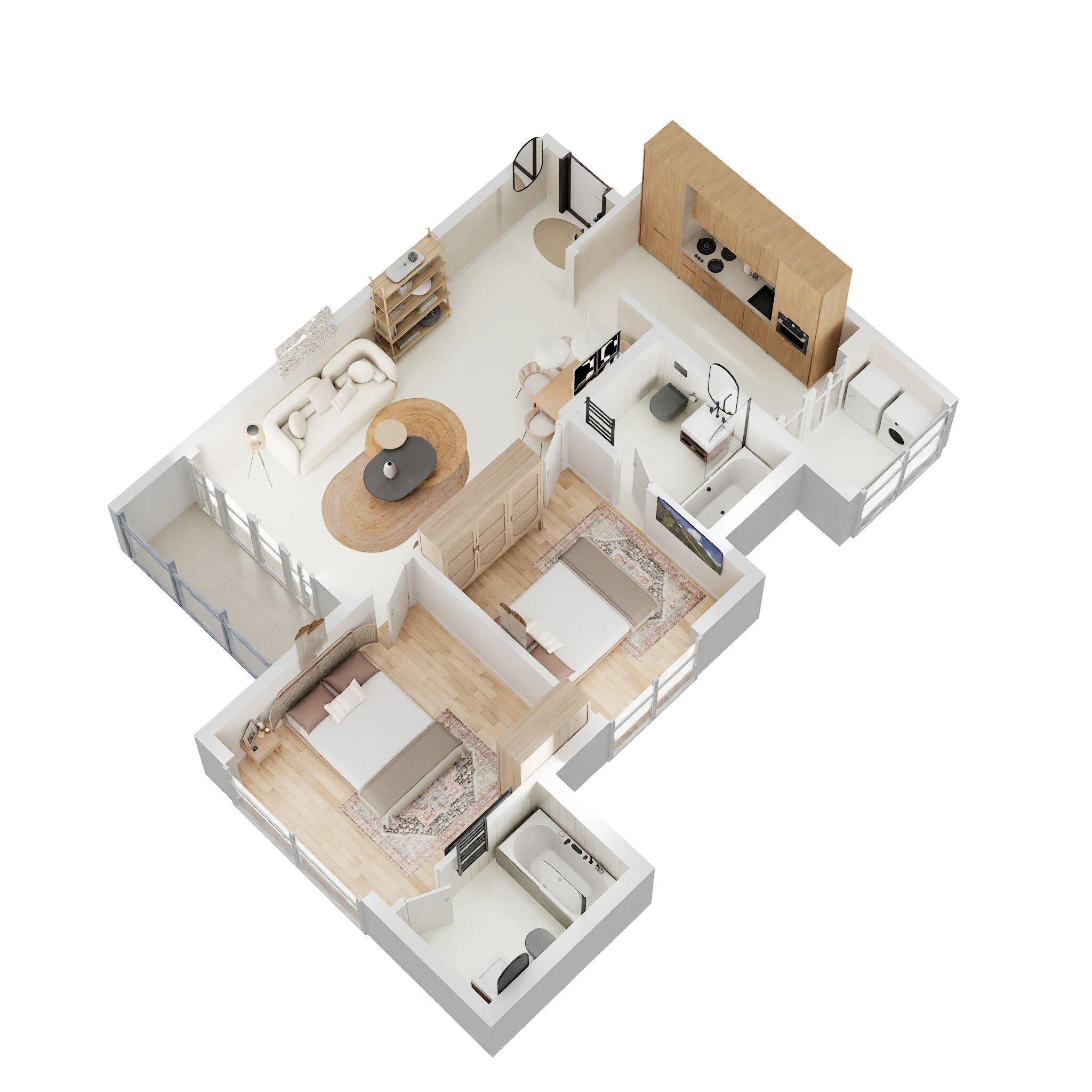 Floor plan of 2 BHK 915 Sq. Ft. Apartment in Shapoorji Pallonji Joyville Gurgaon, Gurgaon