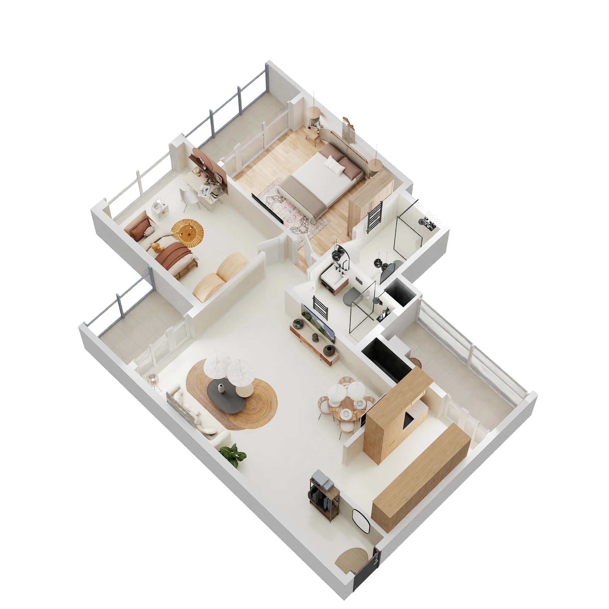 Floor plan of 2 BHK 1368 Sq. Ft. Apartment in Shapoorji Pallonji Joyville Gurgaon, Gurgaon