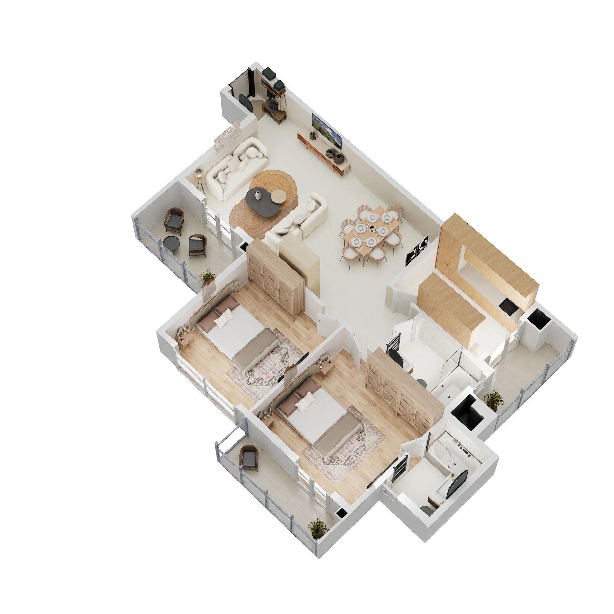 Floor plan of 2 BHK 1359 Sq. Ft. Apartment in Shapoorji Pallonji Joyville Gurgaon, Gurgaon