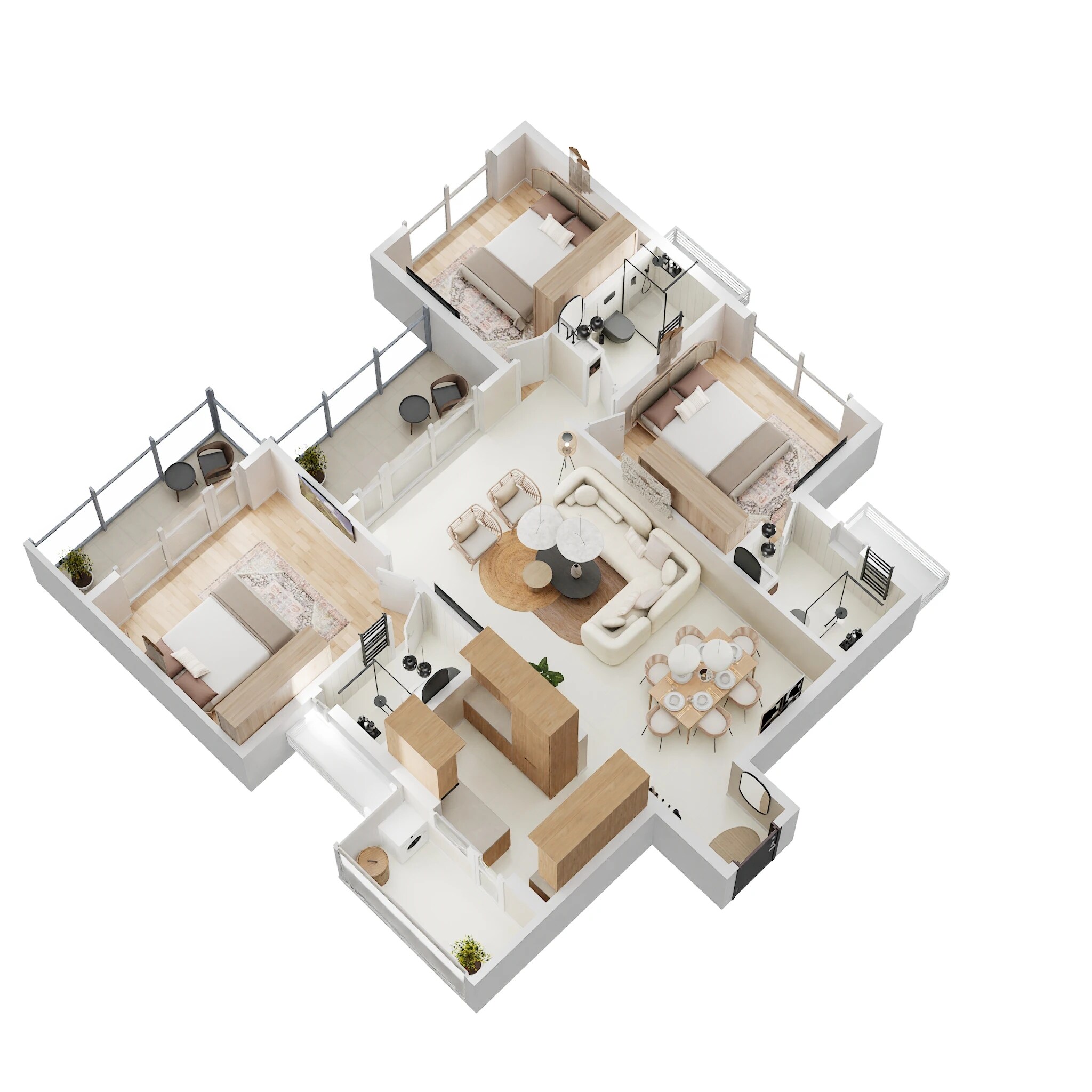 Floor plan of 3 BHK 1692 Sq. Ft. Apartment in Shapoorji Pallonji Joyville Gurgaon, Gurgaon