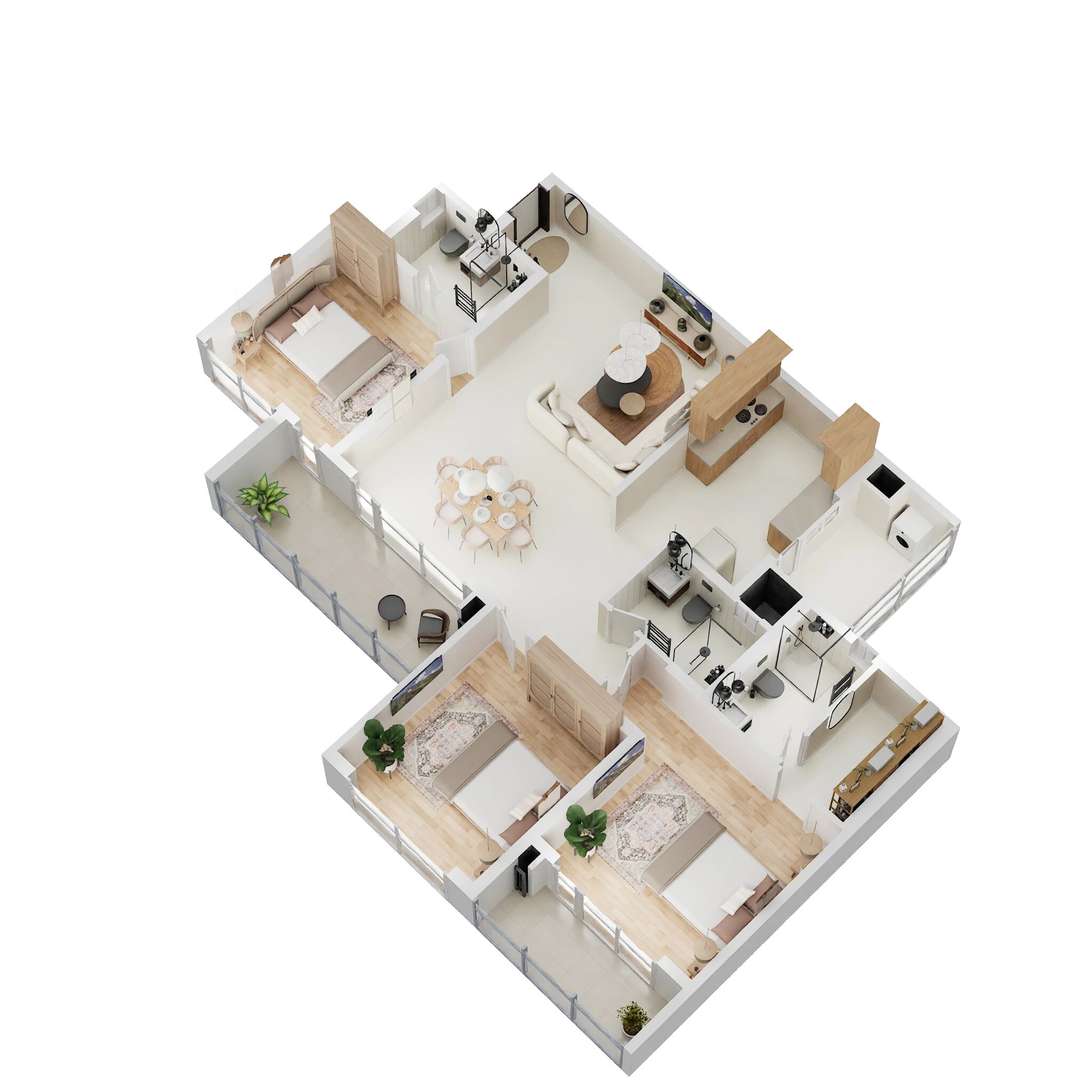 Floor plan of 3 BHK 1852 Sq. Ft. Apartment in Shapoorji Pallonji Joyville Gurgaon, Gurgaon