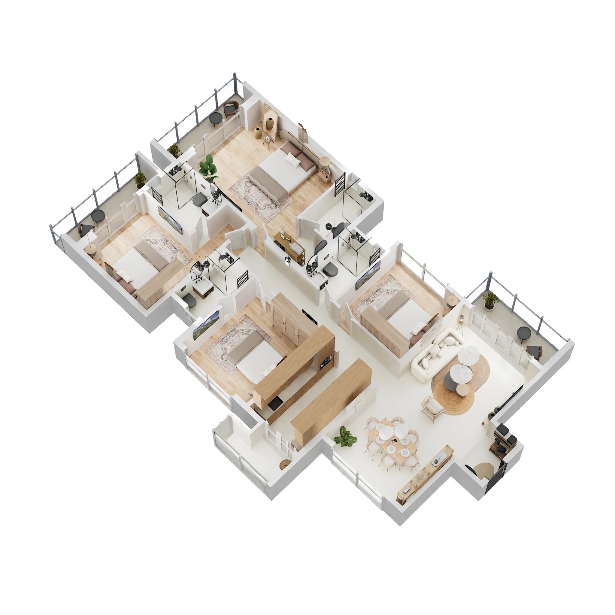 Floor plan of 4 BHK 2162 Sq. Ft. Apartment in Shapoorji Pallonji Joyville Gurgaon, Gurgaon