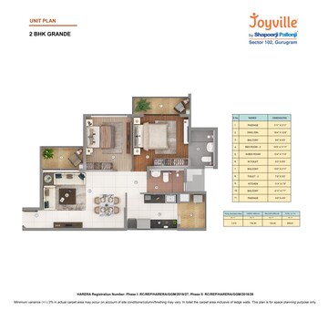 2 BHK Apartment at Shapoorji Pallonji Joyville Phase 2, Sector 102 – for Rent