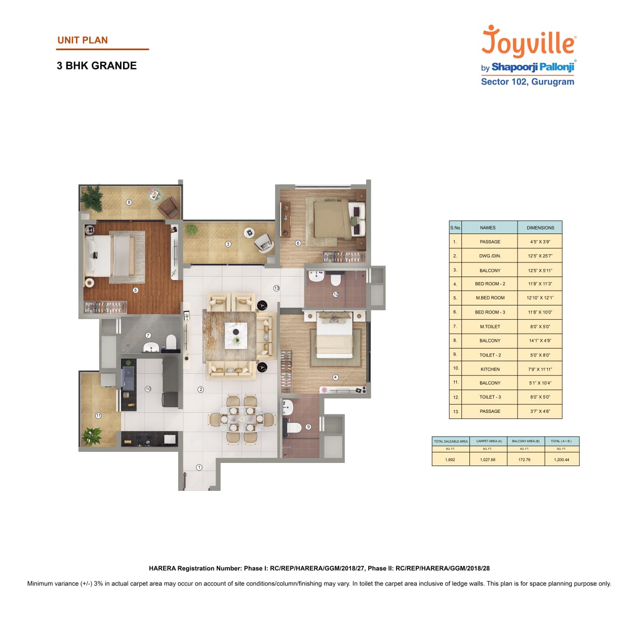 Other, shapoorji-pallonji-joyville-phase-2 3 Bedroom 1692 Sq.Ft. Apartment In Sector 102 Gurgaon 9541929