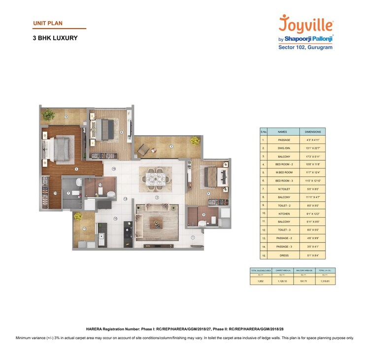 Other, shapoorji-pallonji-joyville-phase-2 3 Bedroom 1852 Sq.Ft. Apartment In Sector 102 Gurgaon 8780152