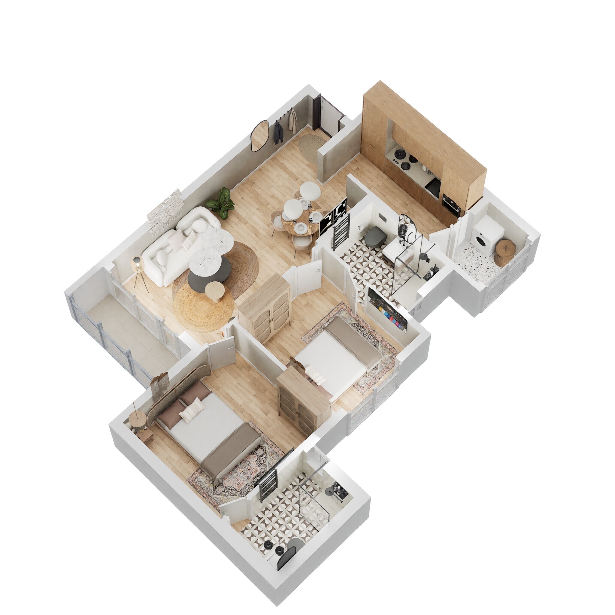 Floor plan of 2 BHK 915 Sq. Ft. Apartment in Shapoorji Pallonji Joyville Phase 3, Gurgaon