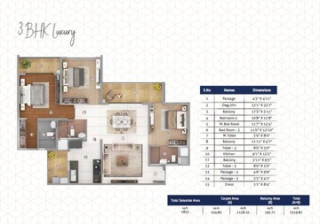  3 BHK Apartment at Shapoorji Pallonji Joyville Phase 3, Sector 102 – for Rent
