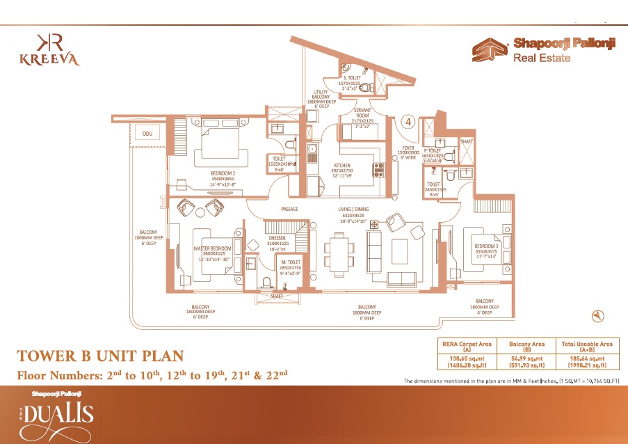 3 BHK 2900 Sq. Ft. Apartment in Shapoorji Pallonji The Dualis