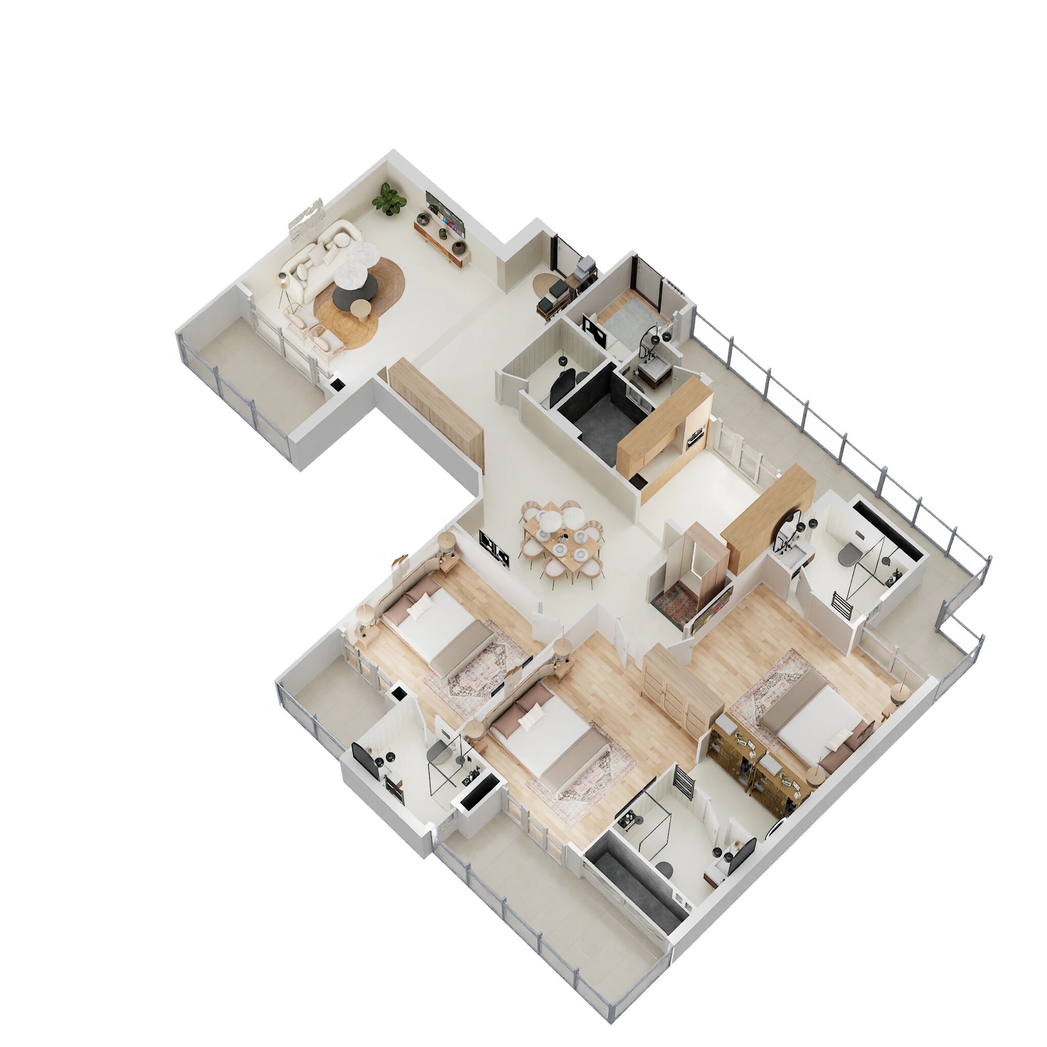 Floor plan of 3 BHK 2570 Sq. Ft. Apartment in Shree Vardhman Ambrosia, Gurgaon