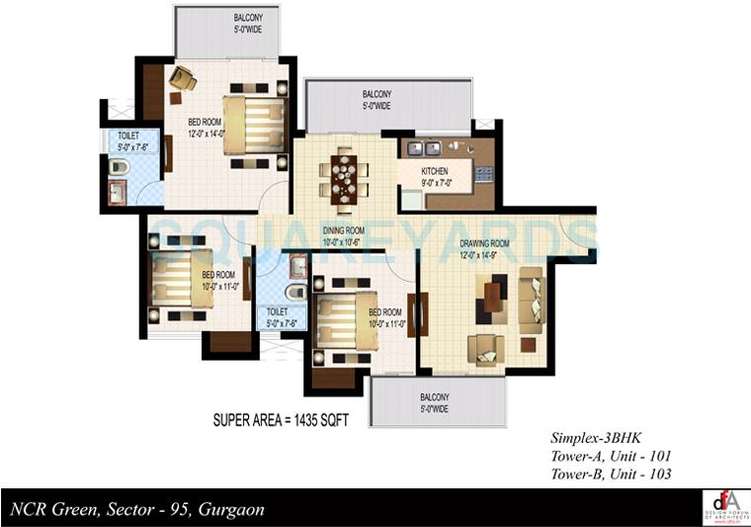 sidhartha ncr green apartments apartment 3bhk 1435sqft 1