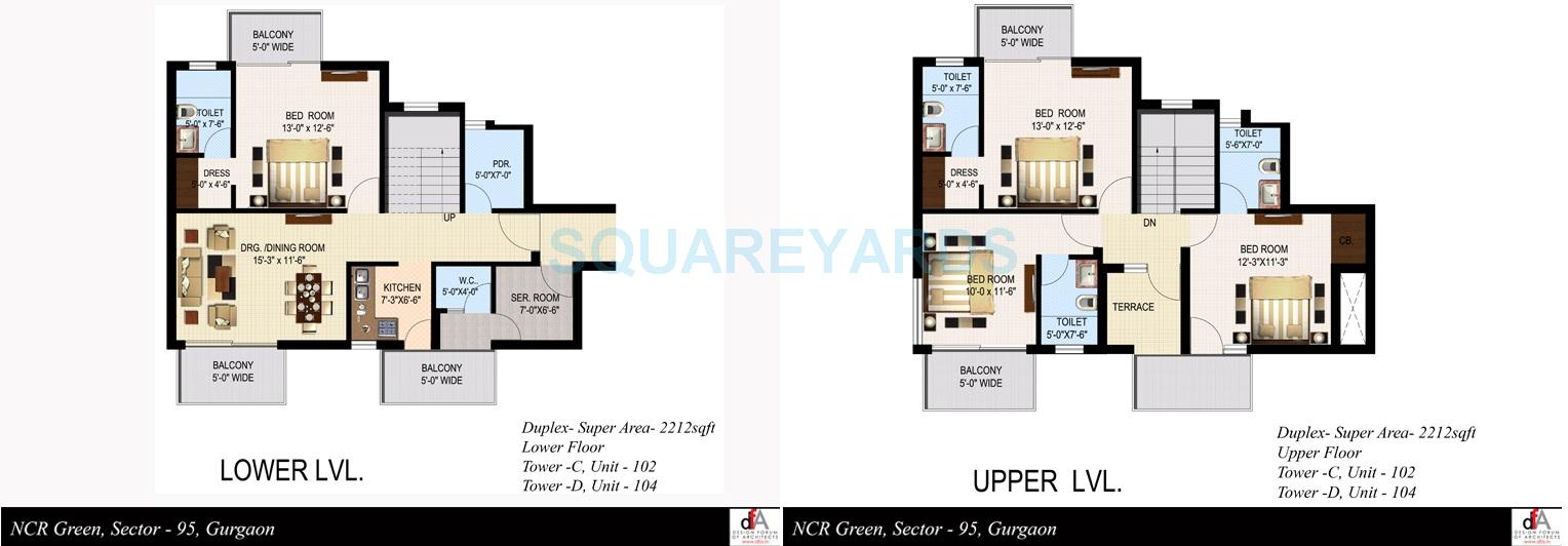 Floor plan of 4 BHK 2212 Sq. Ft. Apartment in Sidhartha NCR Green, Gurgaon